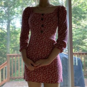 American Eagle Red and White Floral Dress
